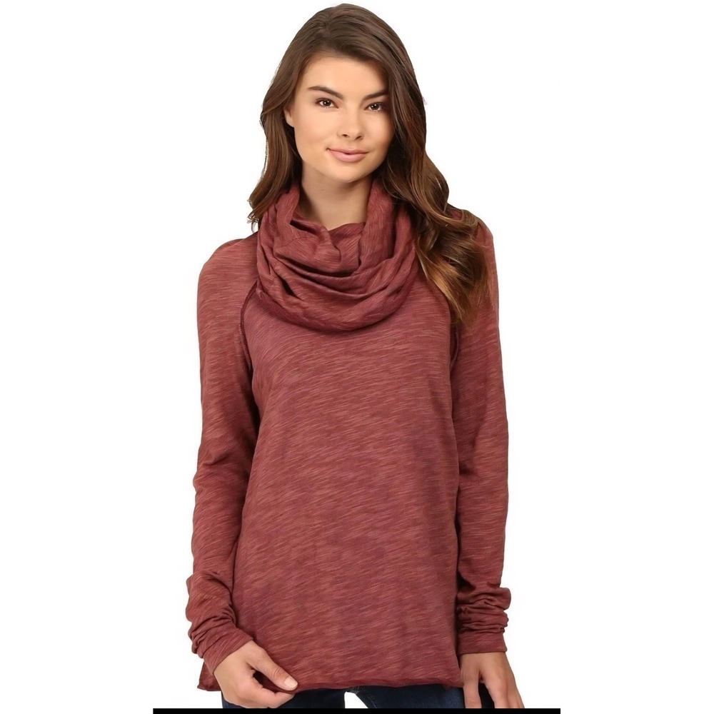 FREE PEOPLE‎ Beach  Cocoon Cowl Neck Pullover Long Sleeve Top Dusty Rose M/L